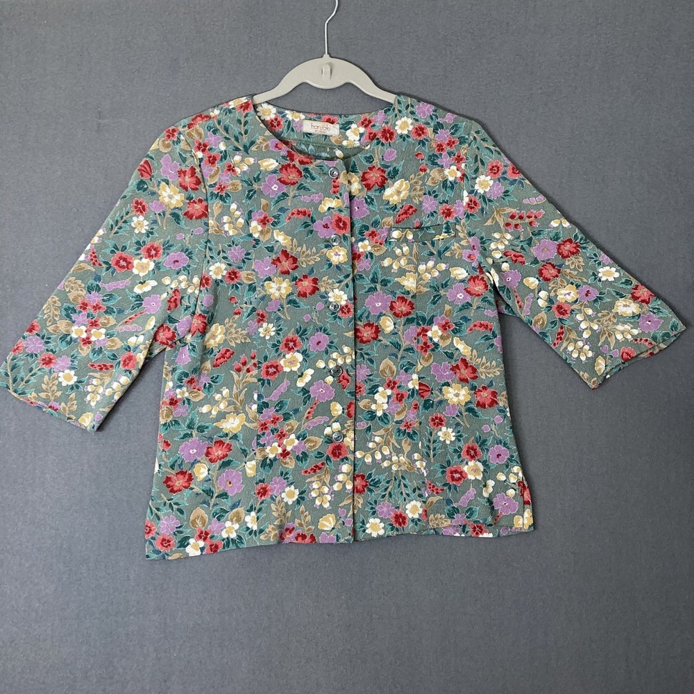 Haruaki by Orisen Women's Large Floral Cottagecore Button Down Long Sleeve
